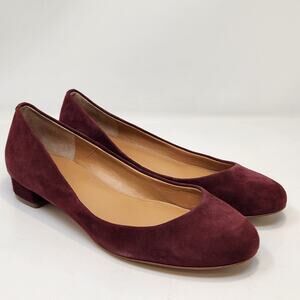J Crew Burgundy Maroon Suede Low Heel Flats Women Size 6 Slip On Shoes Workwear